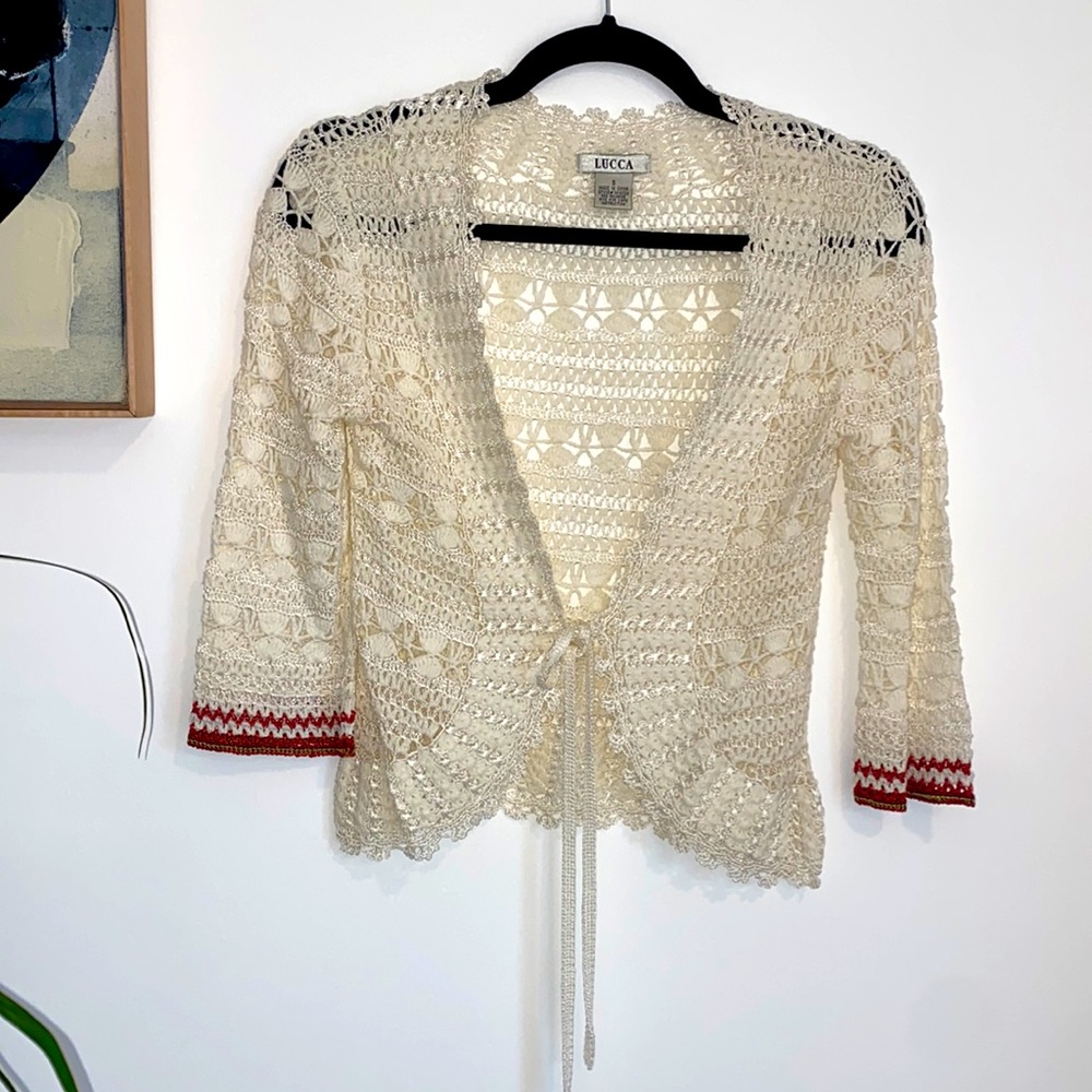 Bohemian Beautiful and Romantic Crochet Open Top with 3/4 Sleeves.